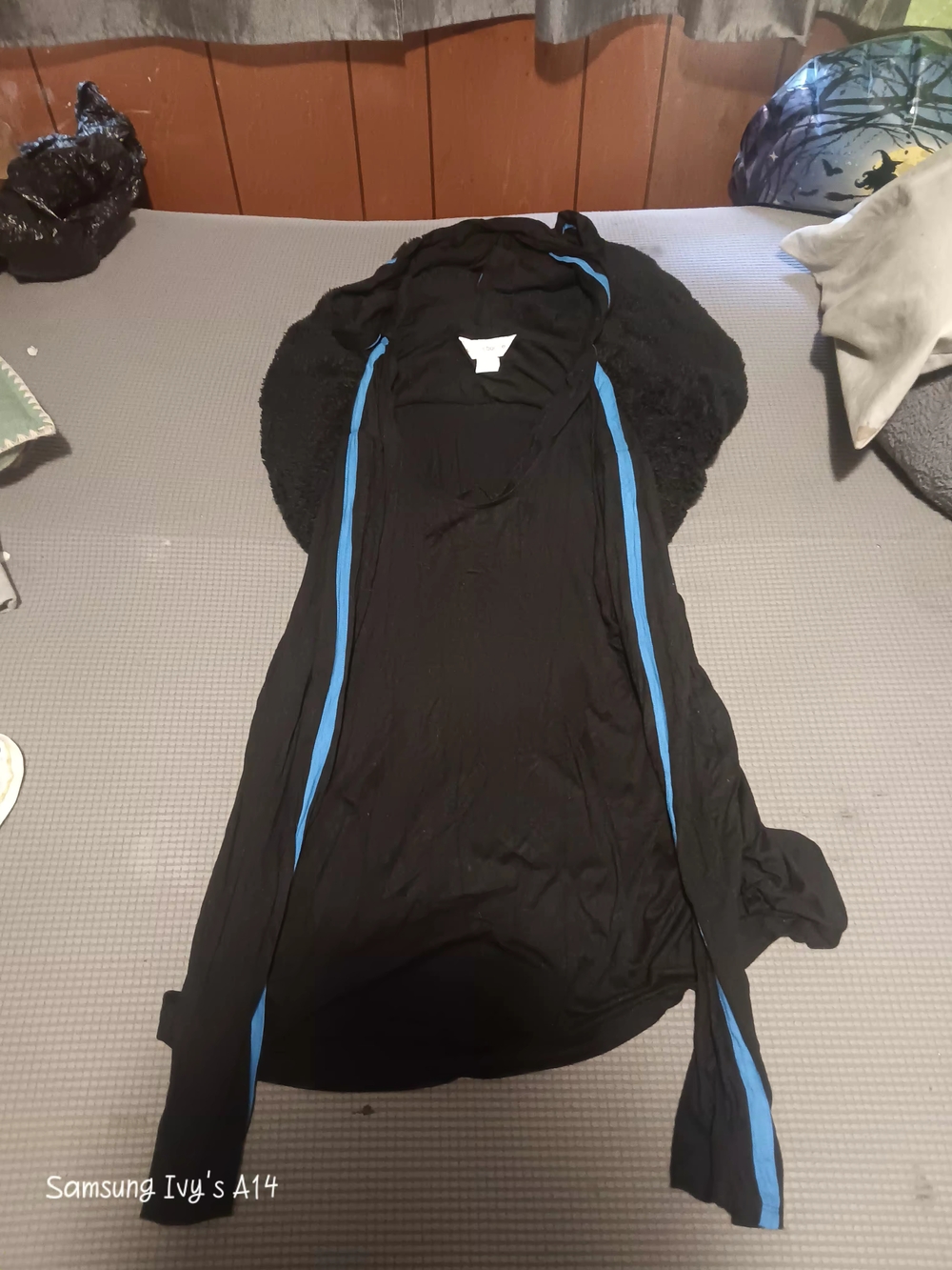 Liz Claiborne Black Long Sleeve Dress with Blue Trim Panels